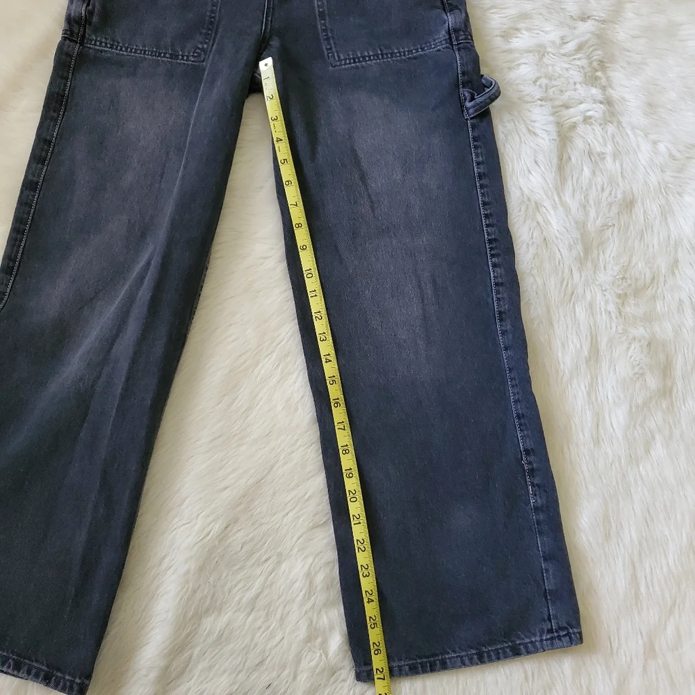 Free People Major Leagues Black Wide Leg Cuff Jeans Size 26 - Picture 15 of 15